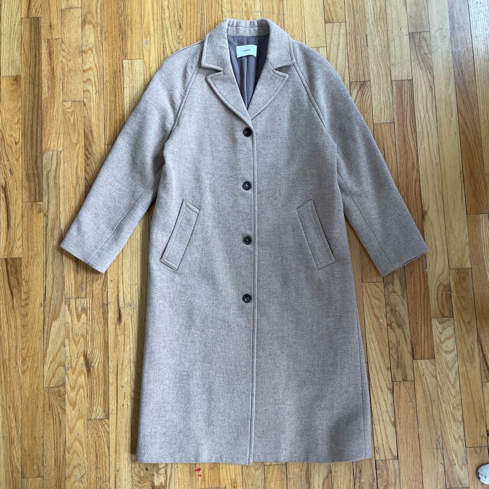 Feminique Korea oversized tan coat, brand is Lounge